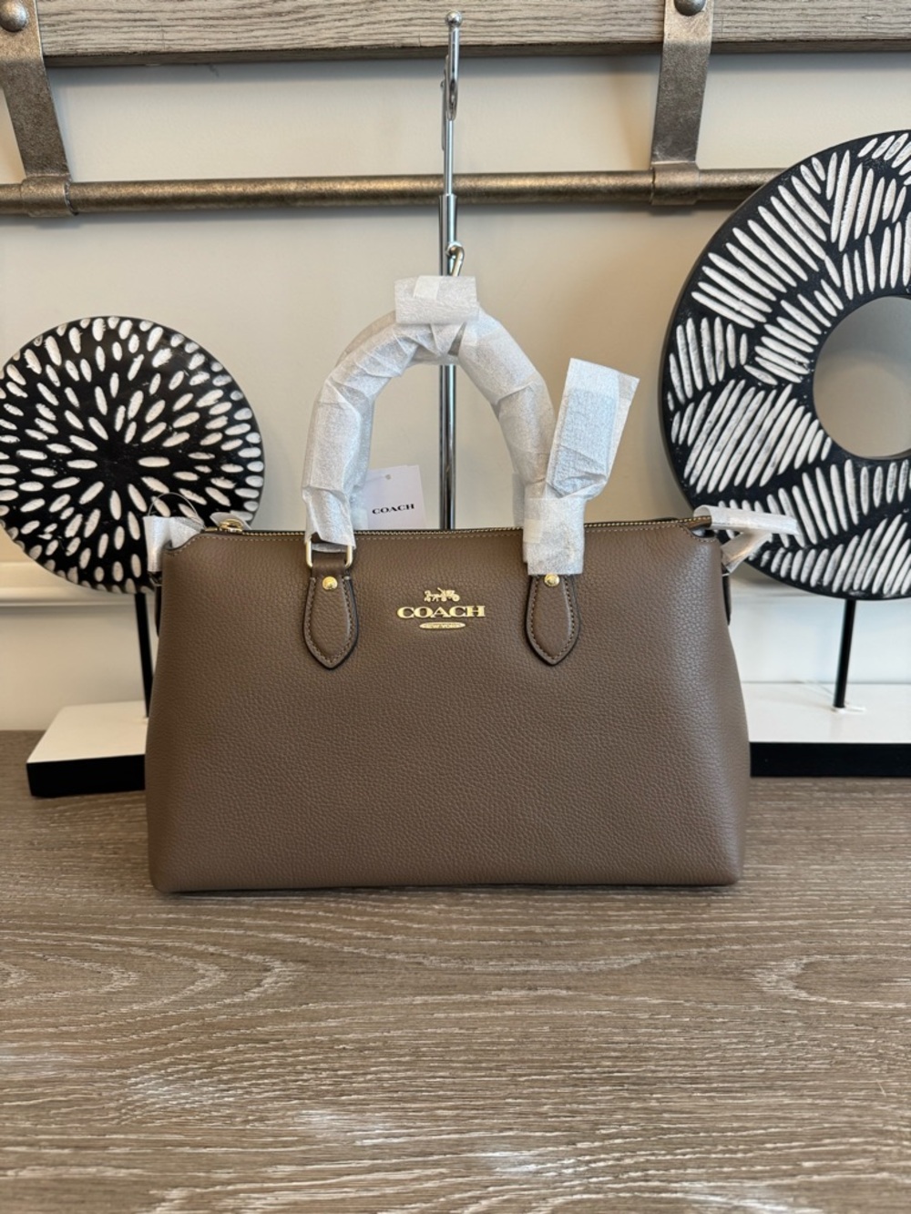 COACH Georgia Taupe Leather Satchel - Picture 7 of 14